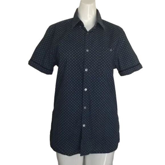 Ted Baker Shirt, 3/M, Blue/Small dots, THAMES, Button down collar, Short sleeve - Picture 10 of 14